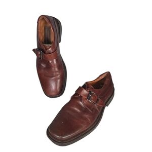 Johnston & Murphy Monk Strap Brown Men's Size 9.5 M Leather Italy